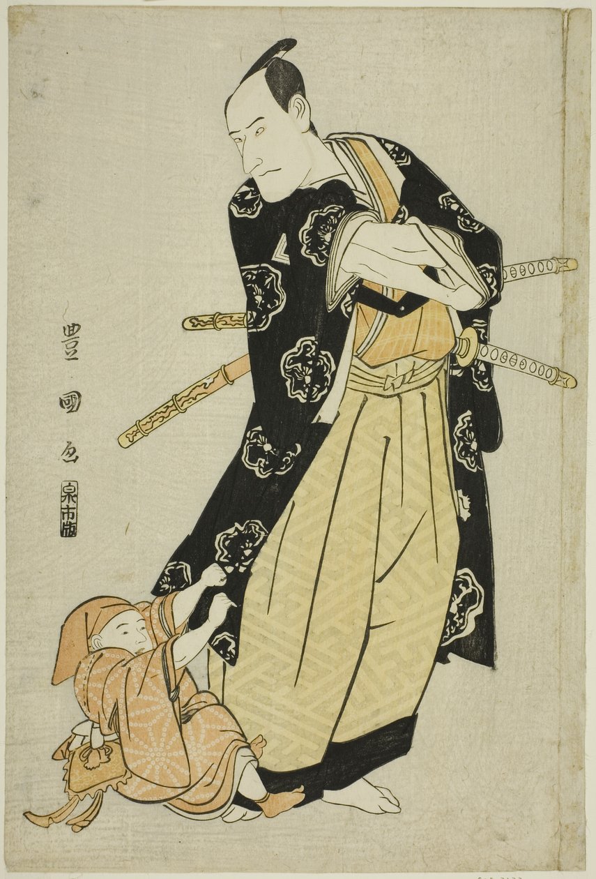 Näyttelijä Ichikawa Danjuro VI ja poika tekijältä Utagawa Toyokuni I