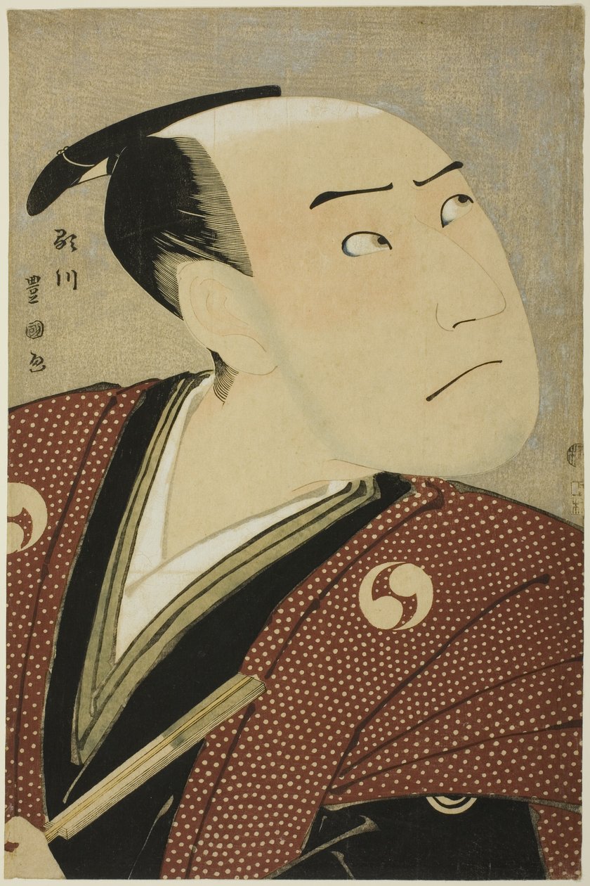Näyttelijä Sawamura Sojuro III Oboshi Yuranosukena näytelmässä "Edo no Hana Ako no Shiogama", joka esitettiin Kiri-teatterissa neljännellä kuukaudella 1796 tekijältä Utagawa Toyokuni I
