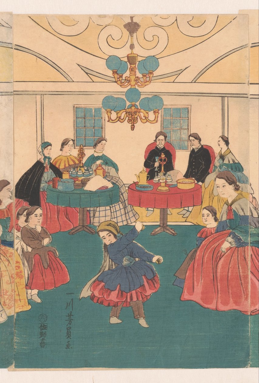 Ulkomaalaiset pitävät hauskaa juhlissa tekijältä Utagawa Yoshikazu
