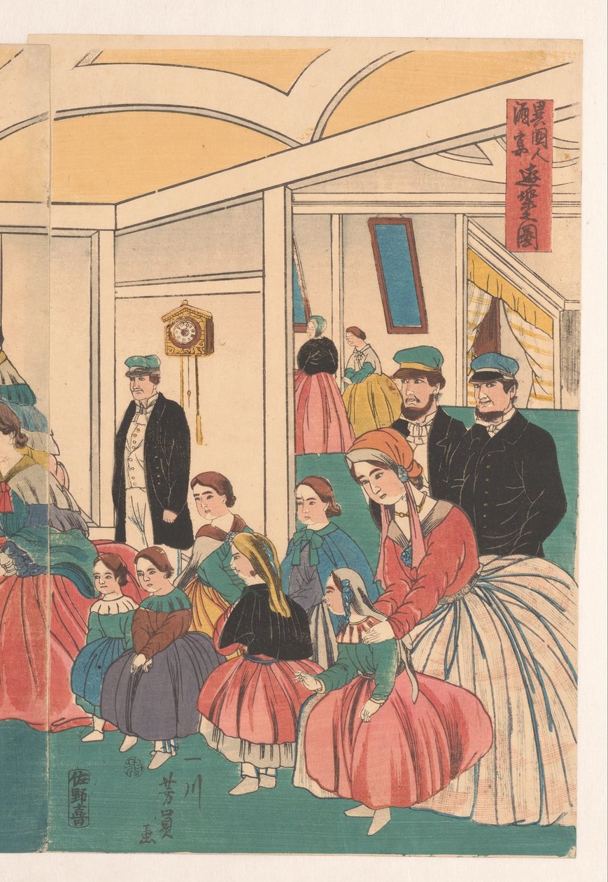 Ulkomaalaiset pitävät hauskaa juhlissa tekijältä Utagawa Yoshikazu