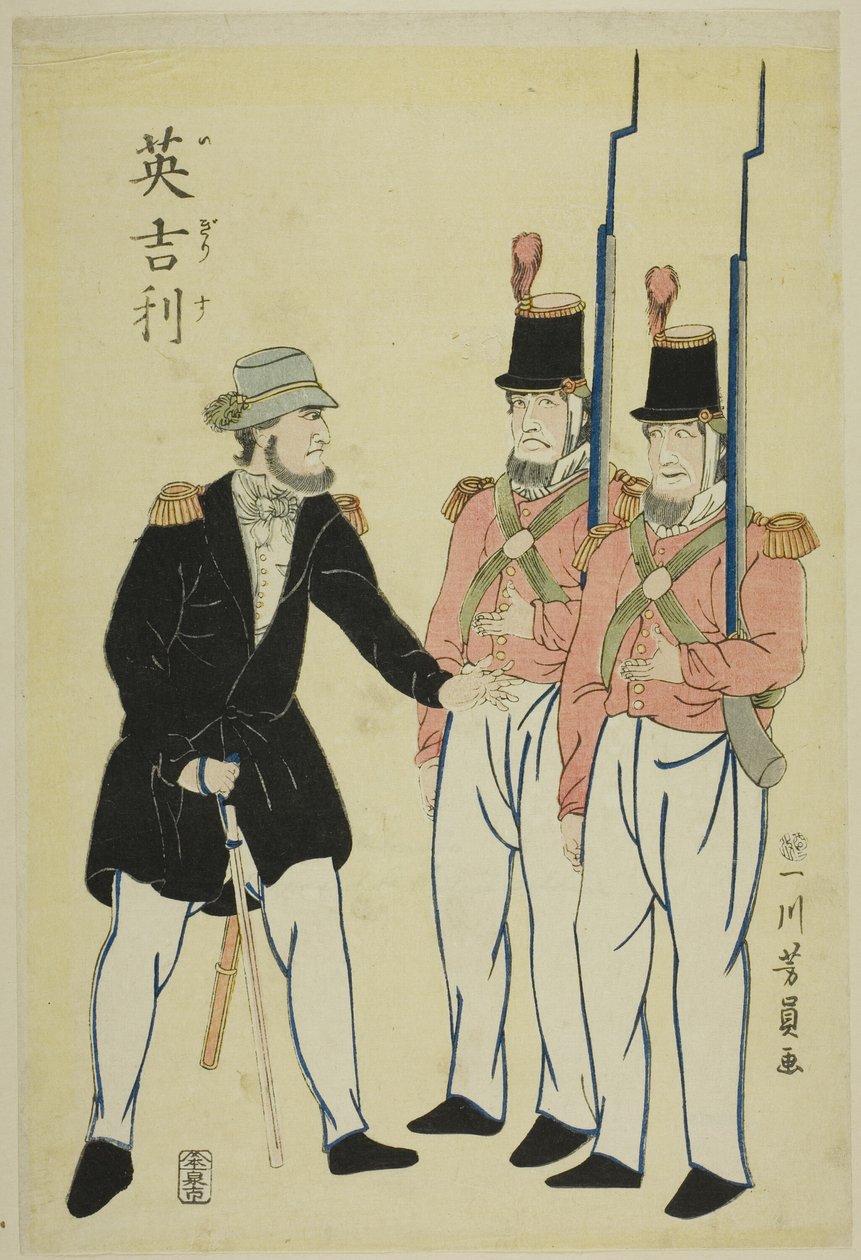 Englantilainen upseeri ja sotilaat tekijältä Utagawa Yoshikazu