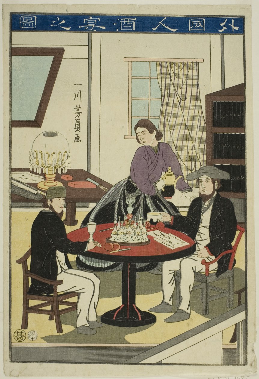 Esimerkki g arvo rs D gonokokki g winne (hahmossa ulkomaalainen) tekijältä Utagawa Yoshikazu
