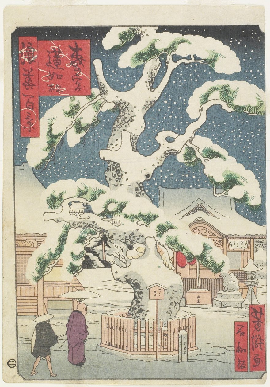 Rennyo-mänty Miyanomorissa, 1800-luku (värillinen puupainatus) tekijältä Utagawa Yoshitaki