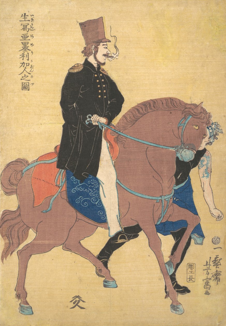 Amerikkalainen elämästä piirretty, 1861, 2. kuukausi. tekijältä Utagawa Yoshitomi