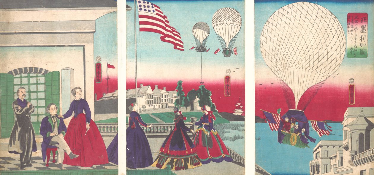 American Balloon Ascension Amerikakoku, 1867. tekijältä Utagawa Yoshitora