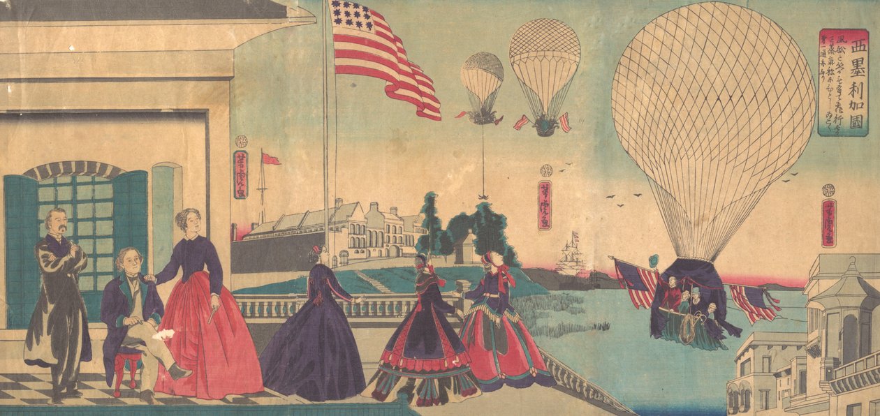 American Balloon Ascension Amerikakoku, 6. kuukausi, 1867. tekijältä Utagawa Yoshitora