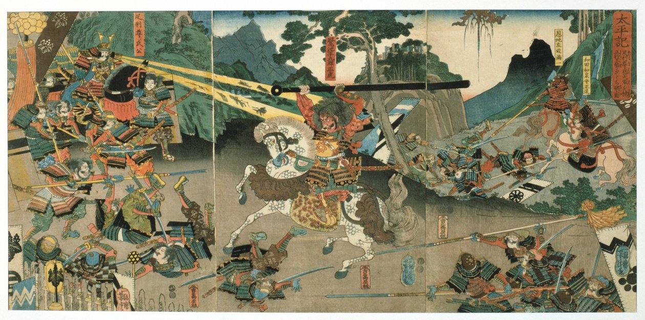 Taistelu sarjasta 47 Faithful Samurai, 1850-1880 tekijältä Utagawa Yoshitora
