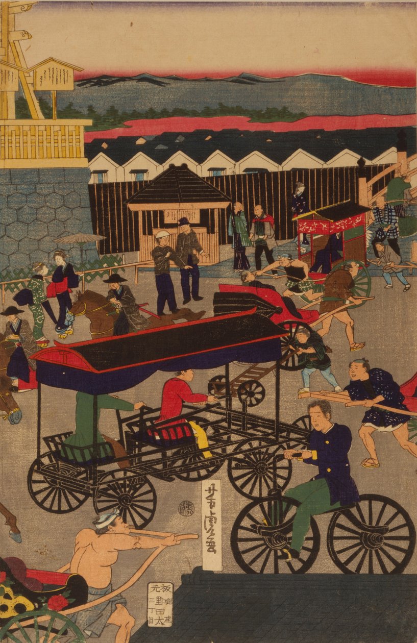 F ぉ Myydään uusi g Nihonbashi setti c Maan lämpötila f ja pysyy. Toi Nihonbashi versio Englanninkielinen figuuri T teoria ptych tekijältä Utagawa Yoshitora