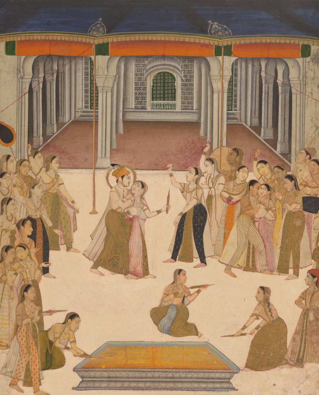 Keisari Jahangir juhli Holin juhlaa zenanan naisten kanssa tekijältä Uttar Pradesh Lucknow