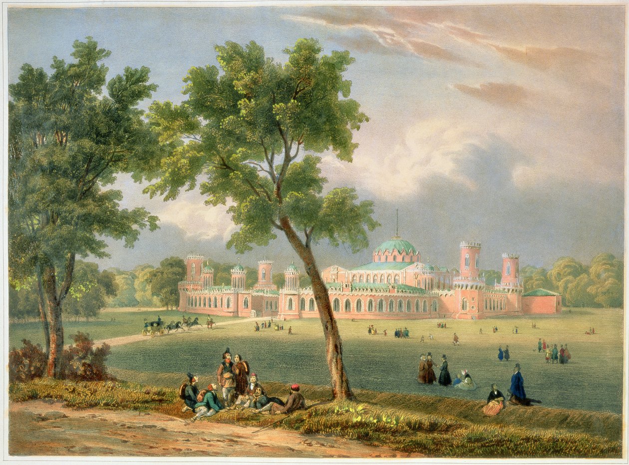 Pietari Suuren palatsi Moskovassa, paina Edouard Jean-Marie Hostein (1804-89), julkaisi Lemercier, Pariisi, 1840-luku tekijältä V. Adam