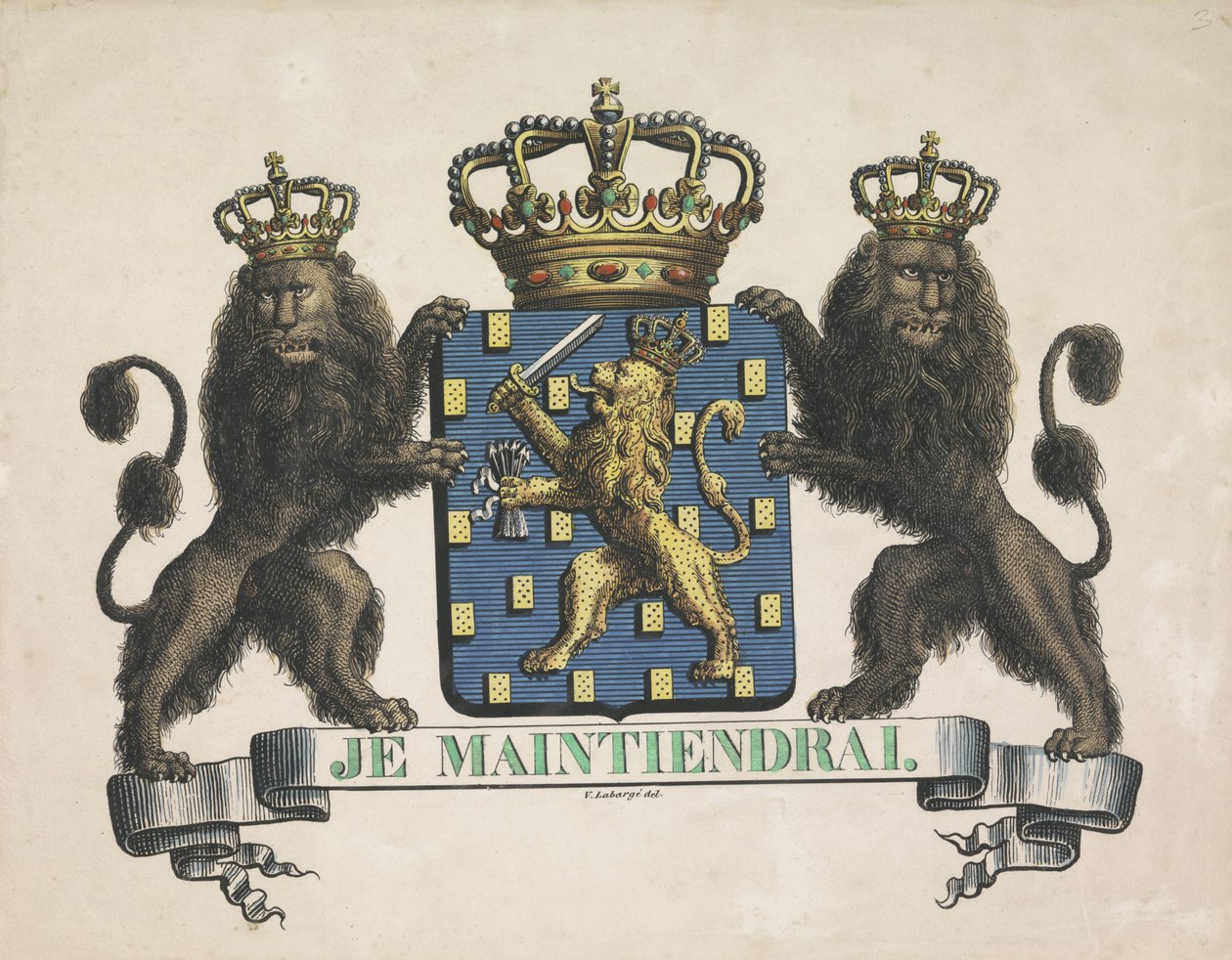 Alankomaiden kuningaskunnan vaakuna, 1815 tekijältä V. Labargé