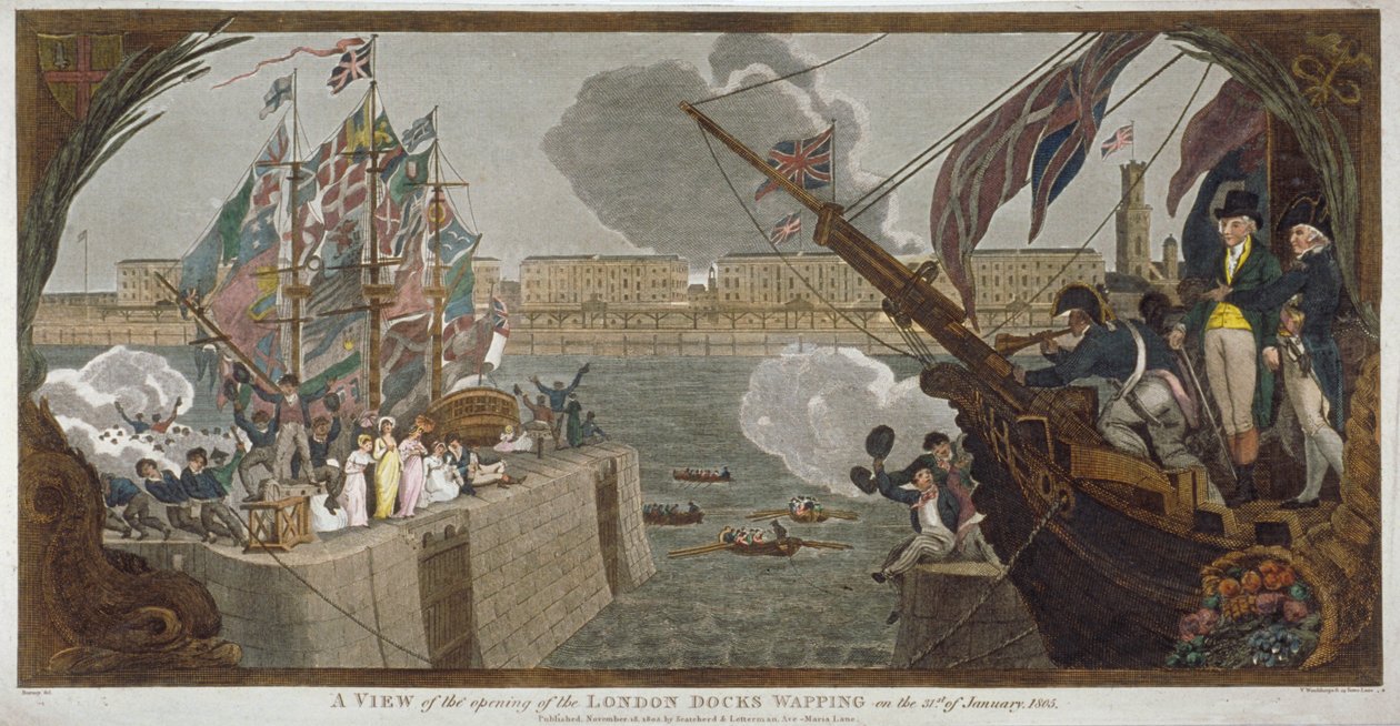 London Docksin avajaiset, Wapping, 1805 tekijältä V Woodthorpe