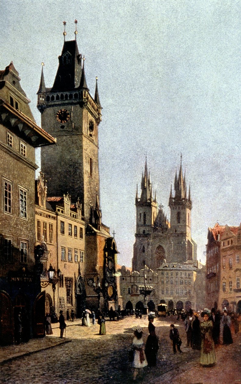 Starometsky-aukio ja kaupungintalo Prahassa, n. 1900 (tulostus) tekijältä Vaclav Jansa