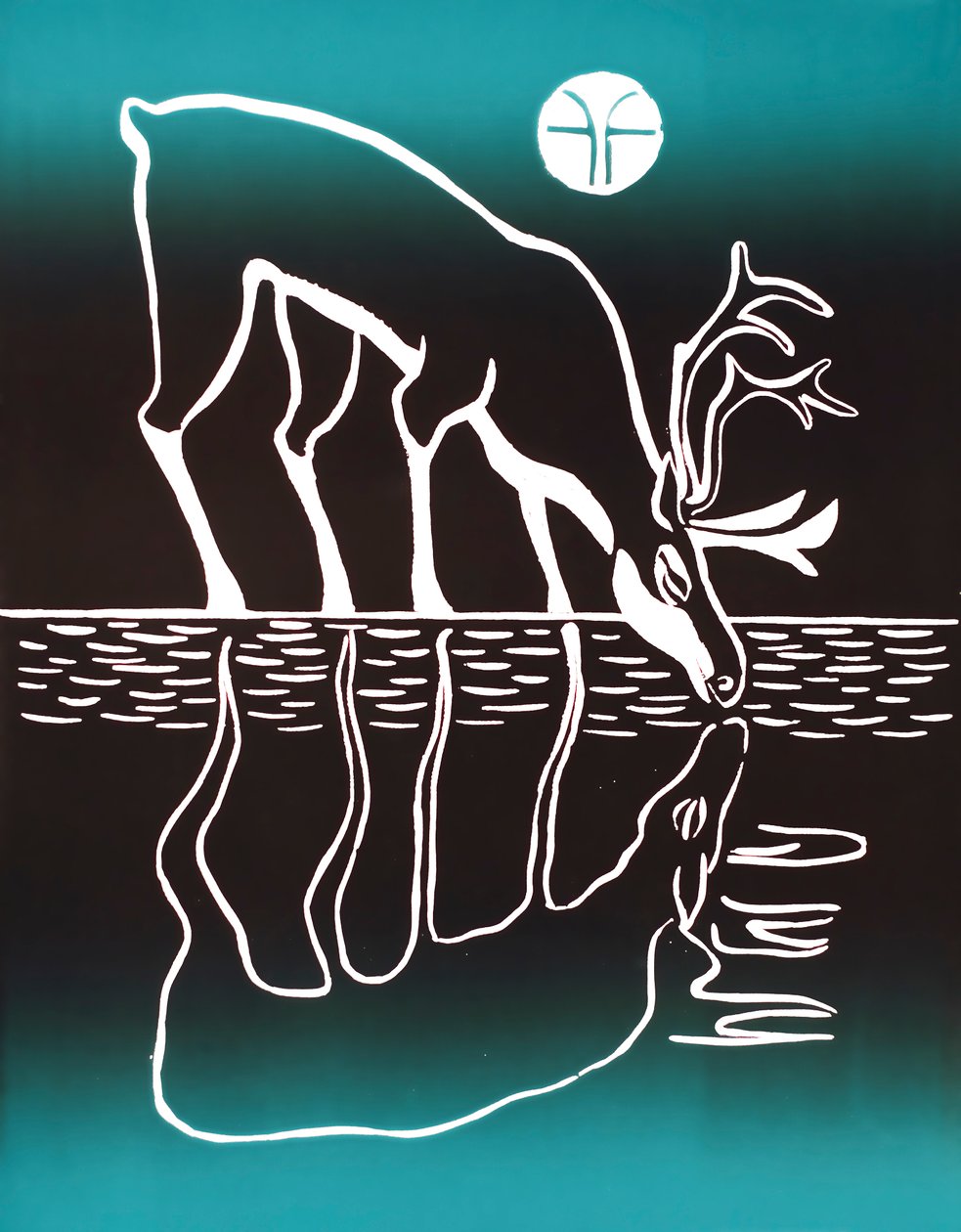 Drinking Caribou, 2018 (tussi paperille) tekijältä Vadym Vaskovsky