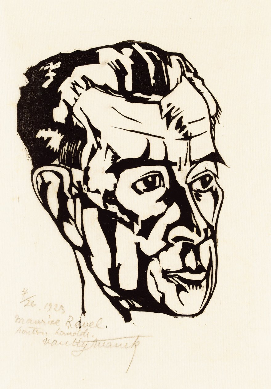 Säveltäjä Maurice Ravelin muotokuva 1875-1937, 1923. tekijältä Valentijn Edgar Van Uytvanck