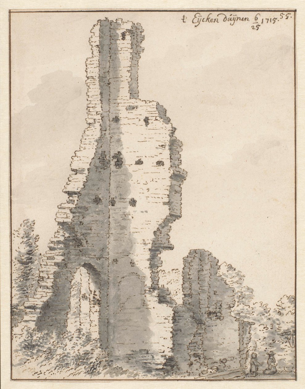 Eik en Duinen -kirkon rauniot lähellä Haagia tekijältä Valentijn Klotz (attributed to)