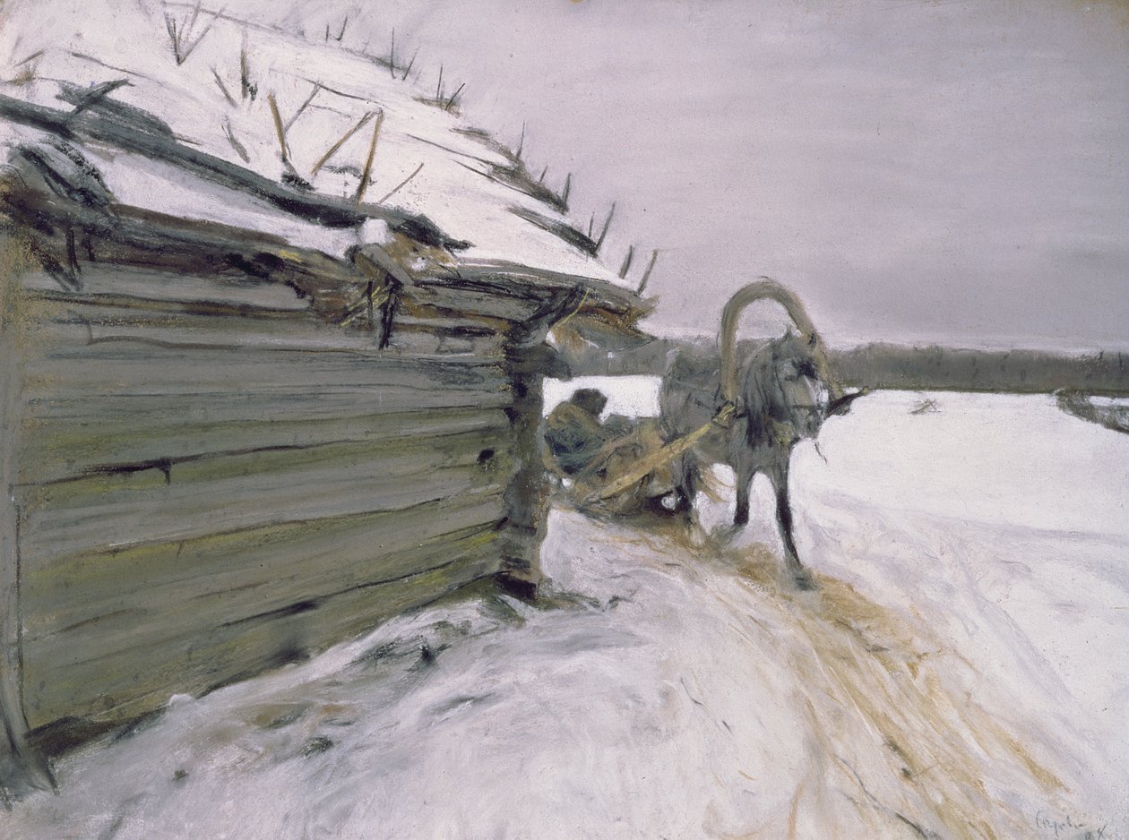 Talvella, 1898 (pastelli ja guassi kartongille) tekijältä Valentin Aleksandrovich Serov