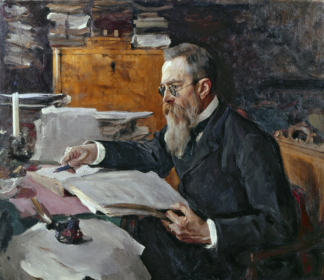 Nikolai Andrejevitš Rimski-Korsakovin muotokuva tekijältä Valentin Aleksandrovich Serov