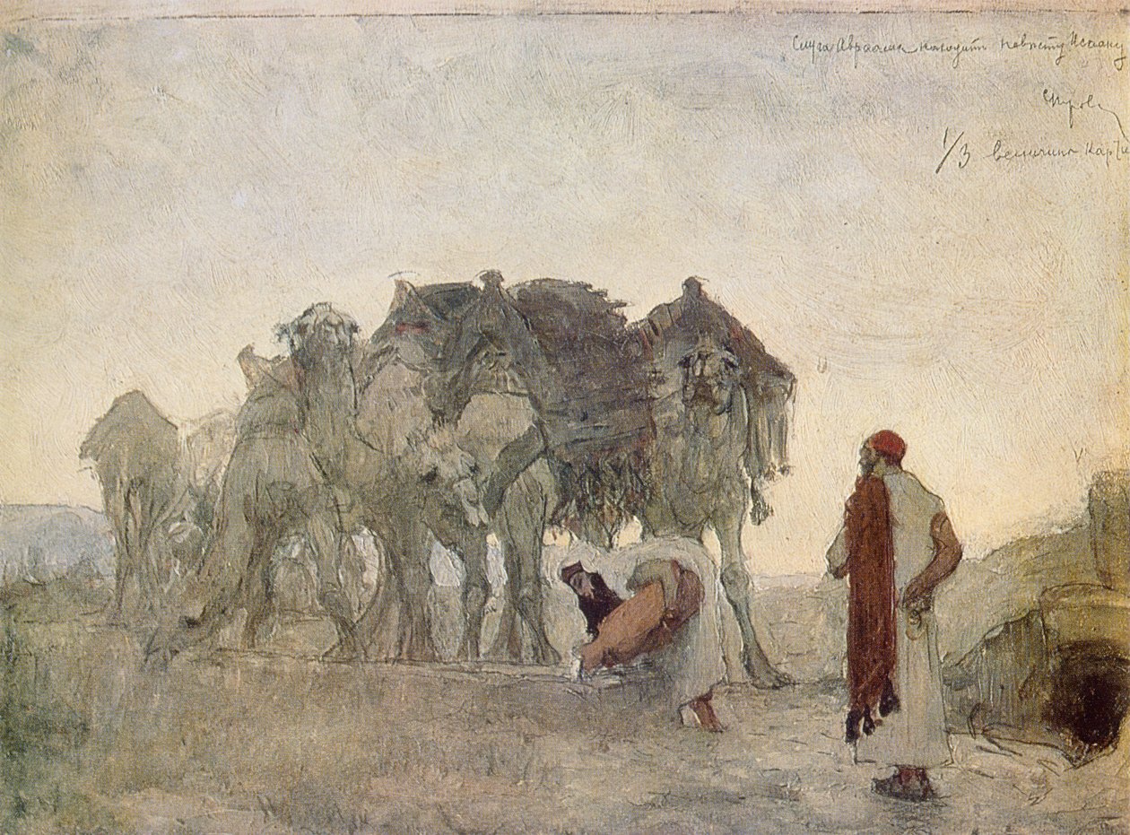 Abrahamin palvelija löytää Iisakista morsiamen, Rebekka tekijältä Valentin Aleksandrovich Serov