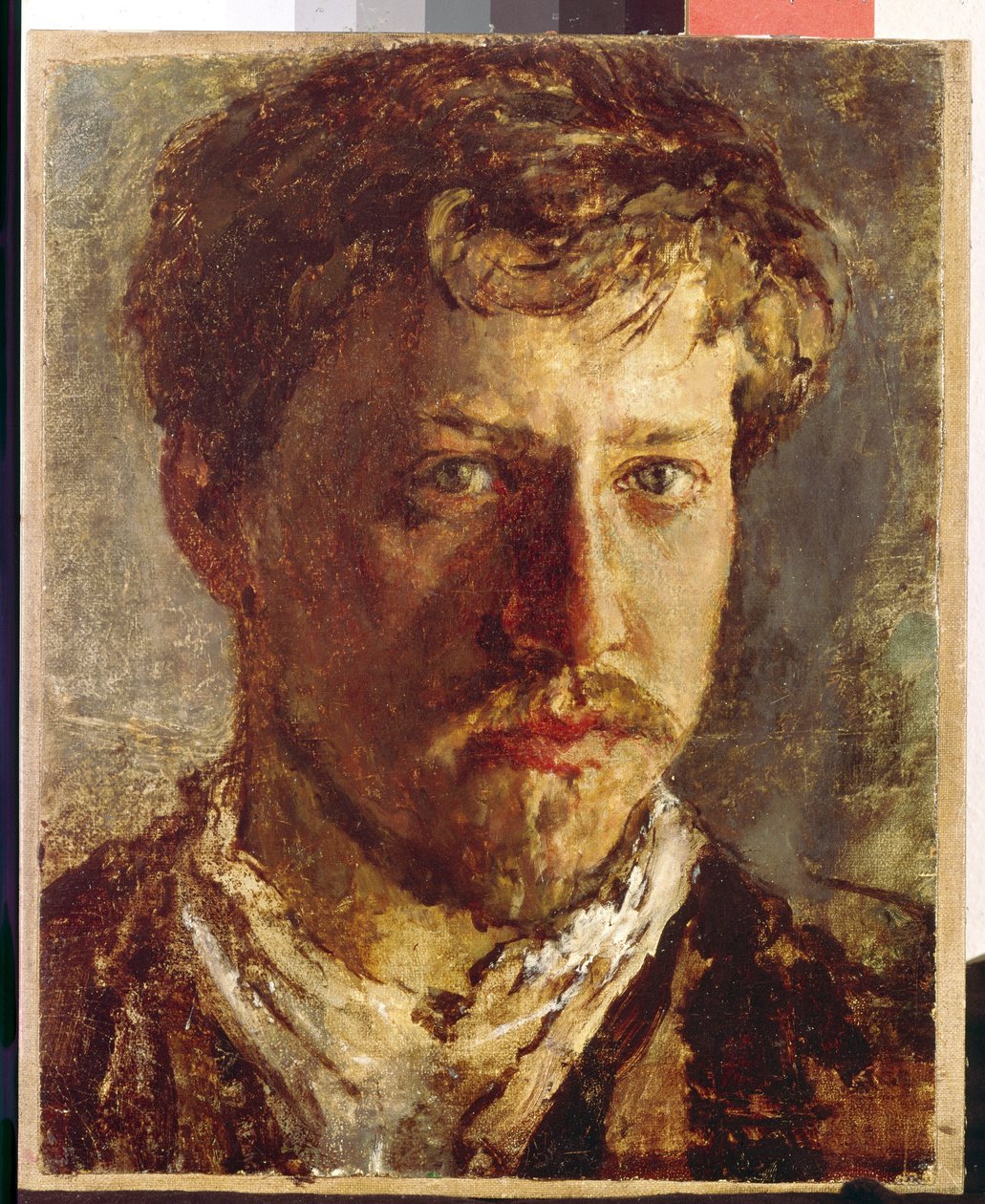 Auto-retrat. (Auto-retrat). Pintura de Valentin Alexandrovich Serov (1865-1911), oli sobre tela, cap a 1880. Art rus finlandès tekijältä Valentin Aleksandrovich Serov