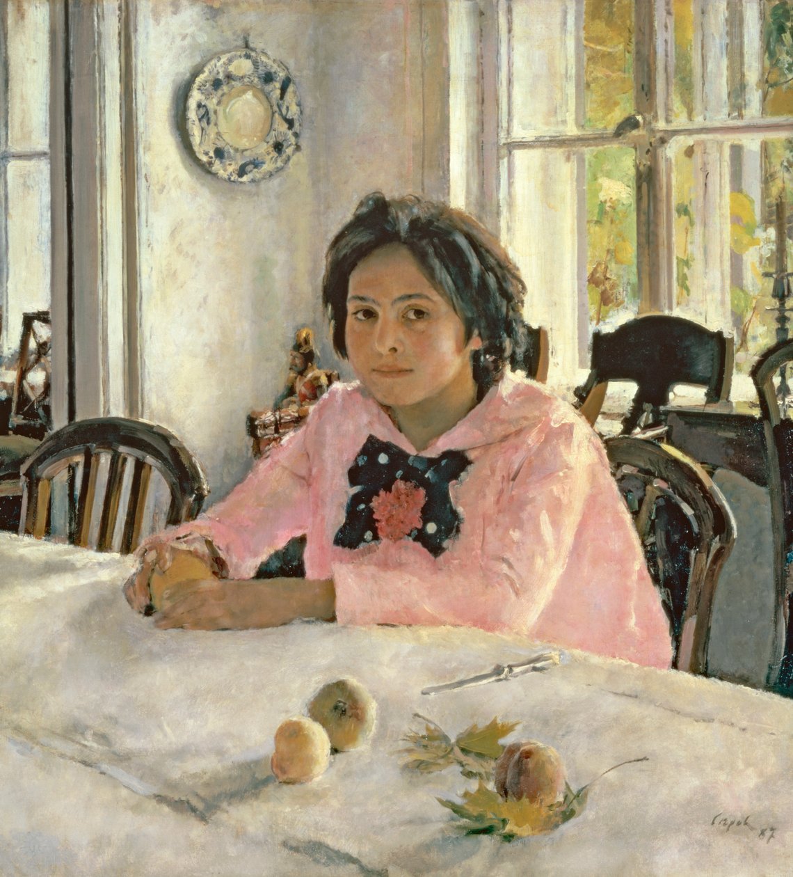 Tyttö persikoilla tekijältä Valentin Aleksandrovich Serov