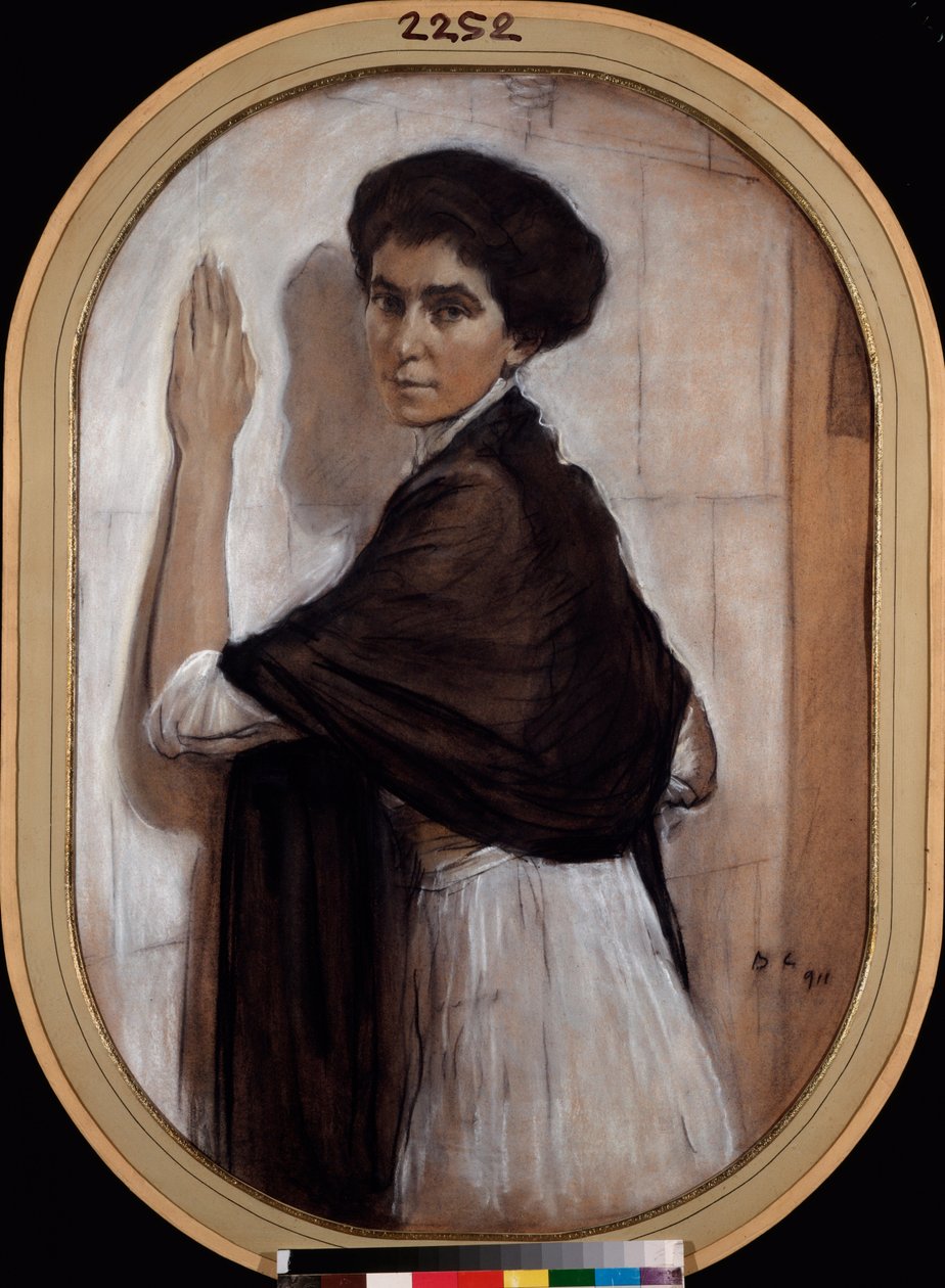 Kreivitär Sofia Olsuphyevan muotokuva. Valentin Aleksandrovich Serovin (1865-1911) teos, pastelli ja sangviinikaali pahville tekijältä Valentin Aleksandrovich Serov