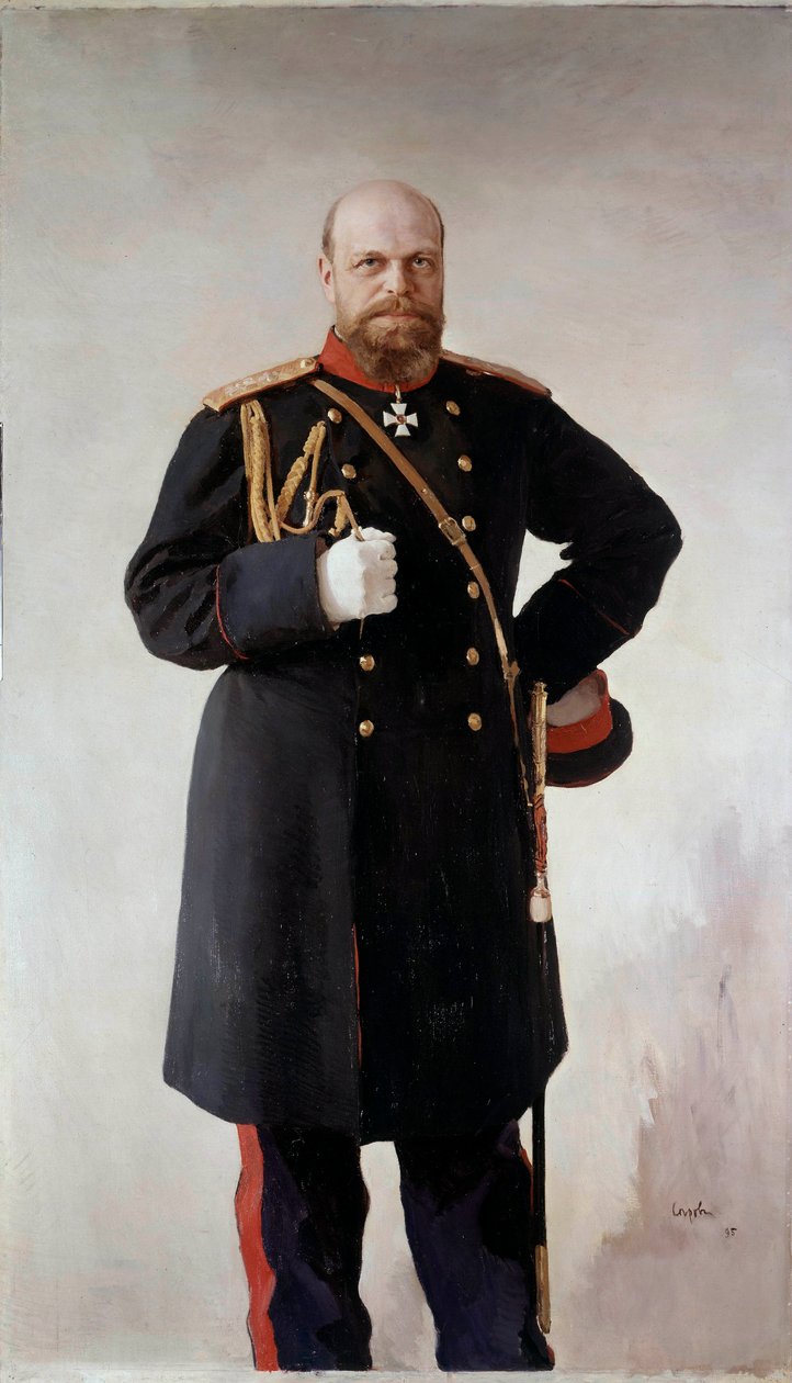 Muotokuva Aleksanteri III:n (1845-1895), Venäjän keisarin jalassa Valentin Serovin (1865-1911) maalaus 1895 Pietari. Chateau De Peterhof - täyspitkä muotokuva Aleksanteri III:sta (1845-1895), Venäjän keisarista. Valentin Serovin (1865-1911) maalaus tekijältä Valentin Aleksandrovich Serov