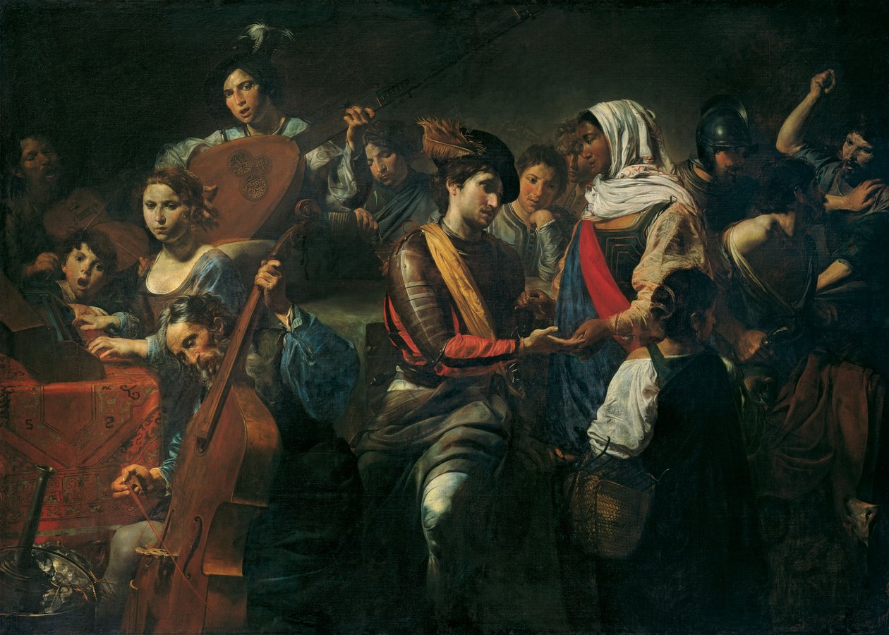 Iloinen seura Fortune Tellerin kanssa, 1631 tekijältä Valentin de Boullogne