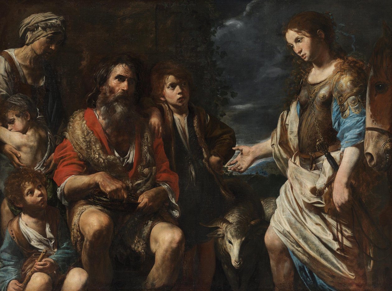 Erminia paimenten luona tekijältä Valentin de Boulogne