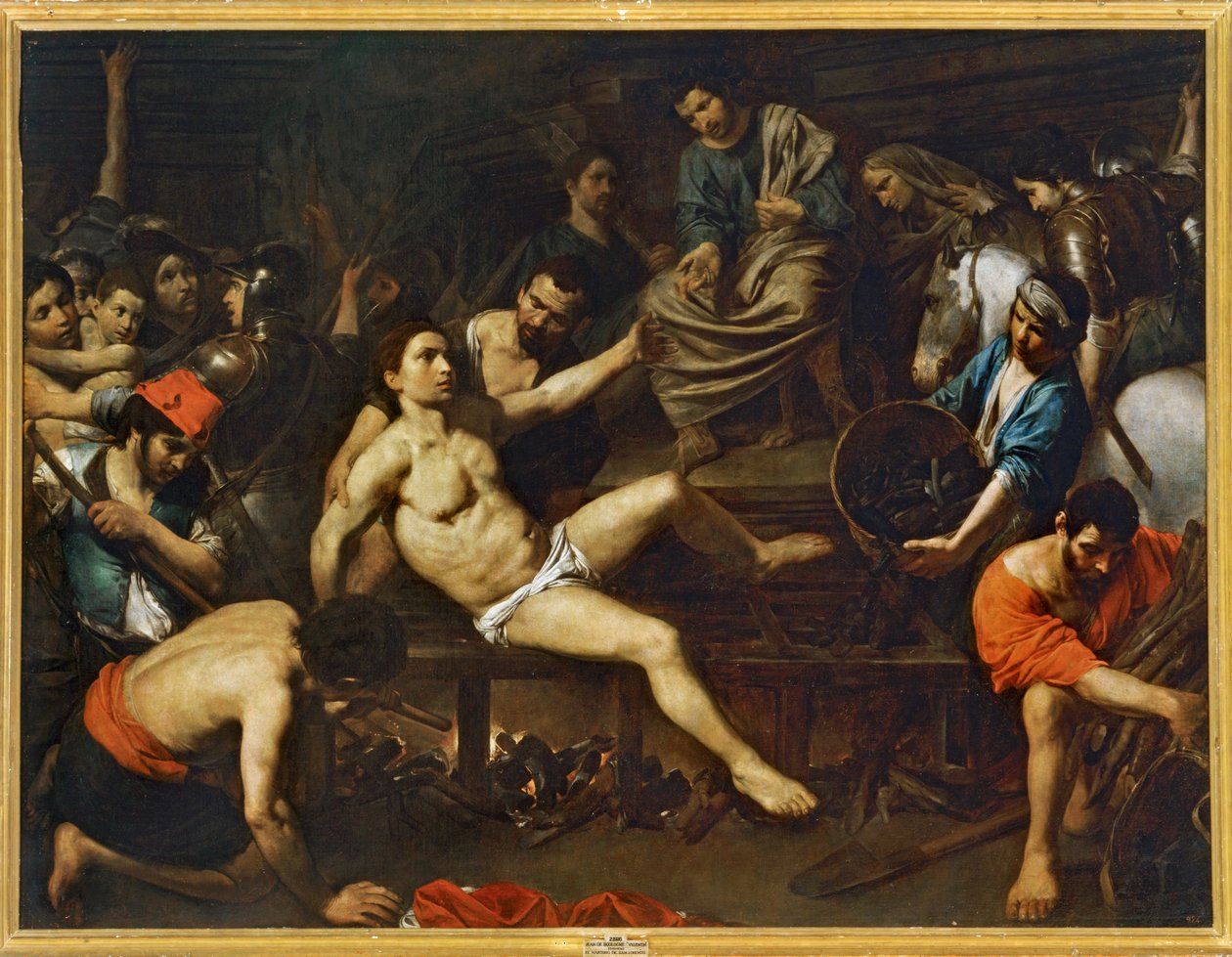 Pyhän Laurentiuksen marttyyrikuolema ... (maalaus kankaalle) tekijältä Valentin de Boulogne