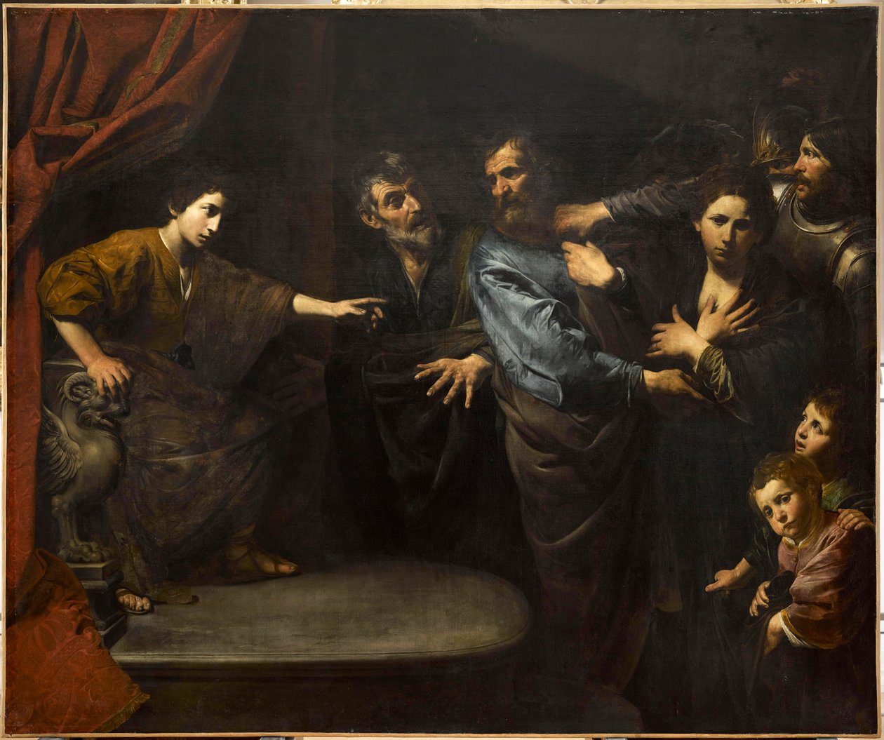 Suzannen syyttömyys tunnustettu tai Danielin tuomio - Susannan syyttömyys eli Danielin tuomio, kirjoittanut Valentin de Boullogne (1591-1632). Öljy kankaalle tekijältä Valentin de Boulogne