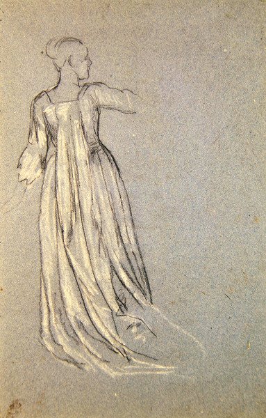 Tutkimus kappaleelle "A Bientot", n. 1875 (liitu paperille) tekijältä Valentine Cameron Prinsep