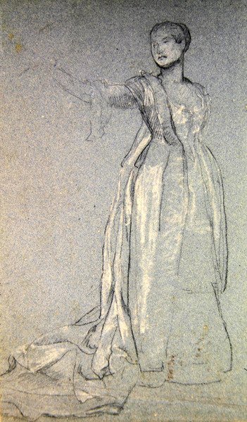 Tutkimus "Menuetille", n. 1870 (liitu paperille) tekijältä Valentine Cameron Prinsep