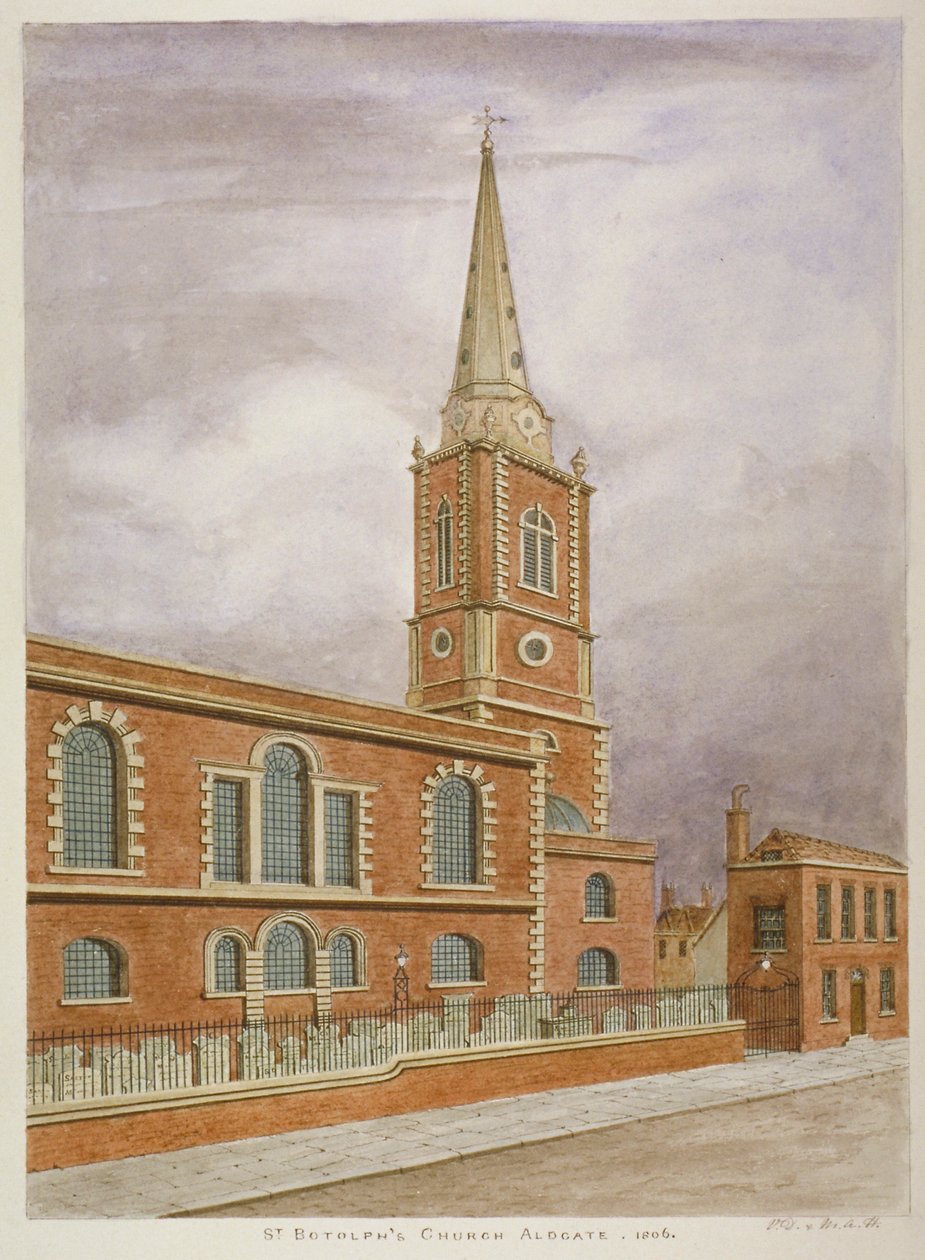 St Botolphin kirkko, Aldgate, Lontoo, 1806 tekijältä Valentine Davis
