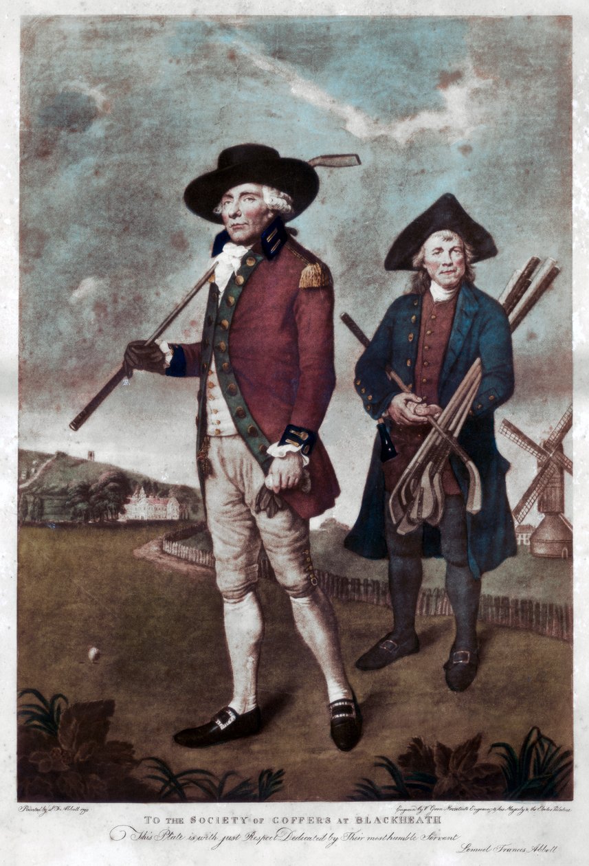 Golfaaja ja hänen caddiensa, c1770-c1810. tekijältä Valentine Green