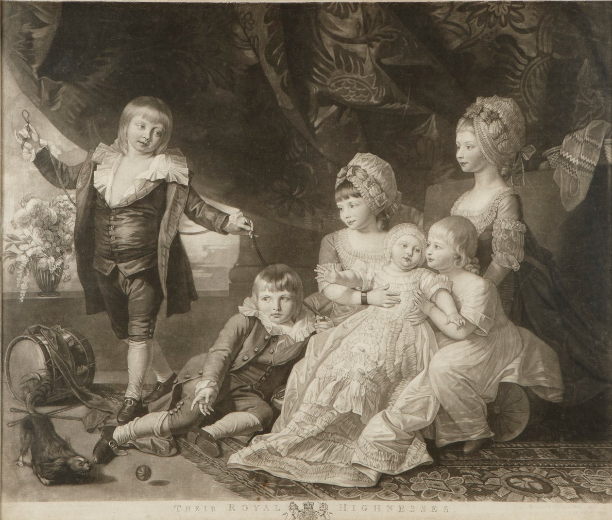 Prinsessa Augusta, prinsessa Elizabeth, prinssi Ernest, prinssi Augustus, prinssi Adolphus ja prinsessa Mary tekijältä Valentine Green
