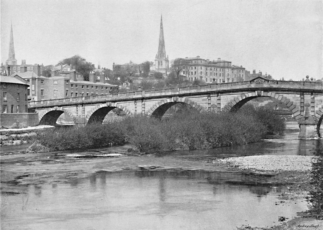 English Bridge, Shrewsbury, 1896 tekijältä Valentine and Sons Ltd