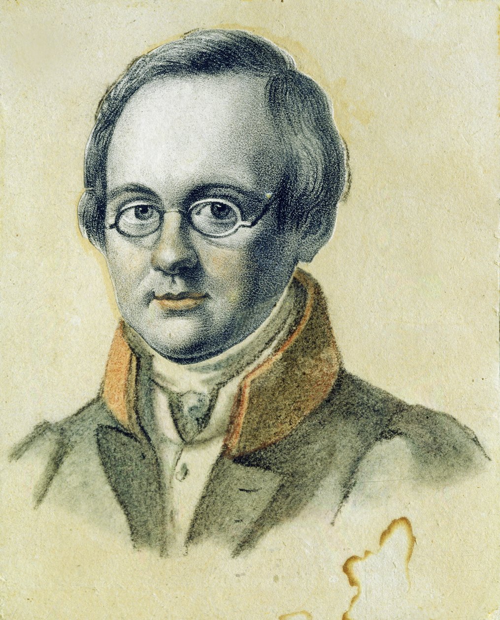 Anton A. Delvigin muotokuva, 1830 (litografia ja wc paperilla) tekijältä Valerian Platonovich Langer