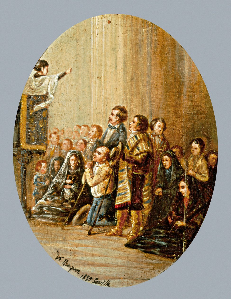 Saarna. Valeriano DOMINGUEZ BECQUERin (1834-1870) maalaus. Öljy puulle tekijältä Valeriano Domínguez Bécquer