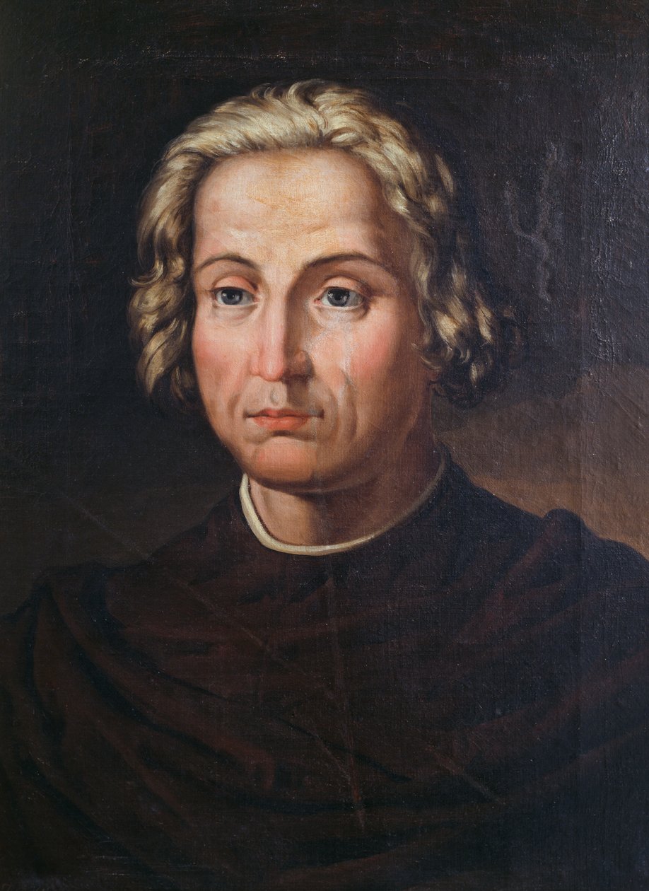 Muotokuva Christopher Columbuksesta (1451-1506), italialainen tutkimusmatkailija ja navigaattori, Valeriano Dominguez Becquerin (1833-1870) maalaus tekijältä Valeriano Domínguez Bécquer