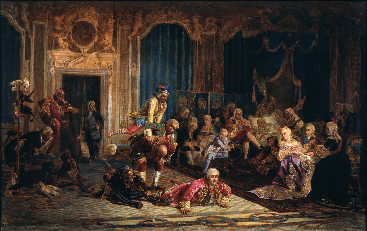 Nauroja keisarinna Anna Ioannovnan hovissa, 1872 tekijältä Valery Ivanovich Jacobi