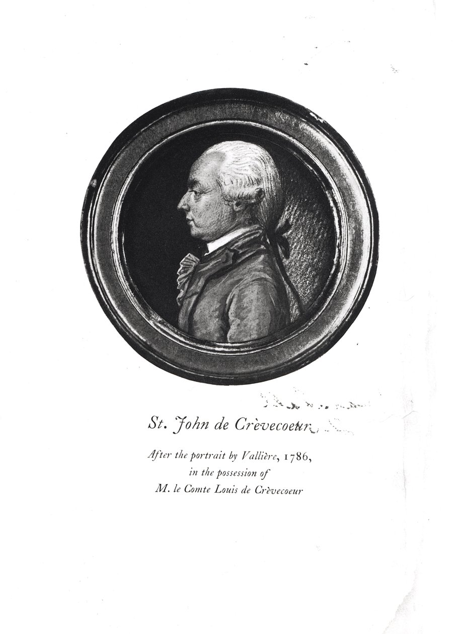 Michel-Guillaume-Jean de Crevecoeurin (1735-1813) "Sketches of 18th Century America" -teoksen etukuva. tekijältä Valliere