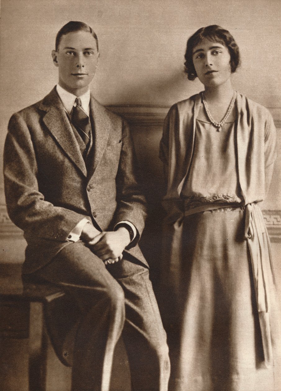 "Lady Elizabeth Bowes Lyon ja Yorkin herttua, kun he ilmoittivat kihlauksestaan", 1923 tekijältä Vandyk