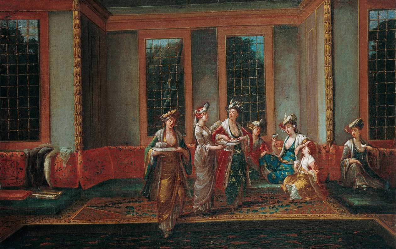 Naiset juovat kahvia, 1720-luku tekijältä Vanmour