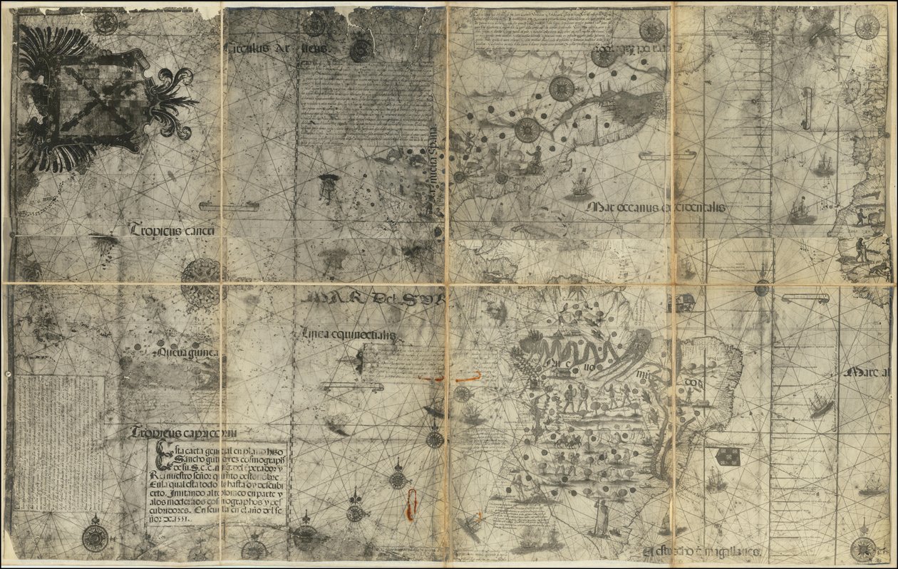 Sancho Gutiérrezin laatima läntisen pallonpuoliskon kartta vuodelta 1551. tekijältä Various