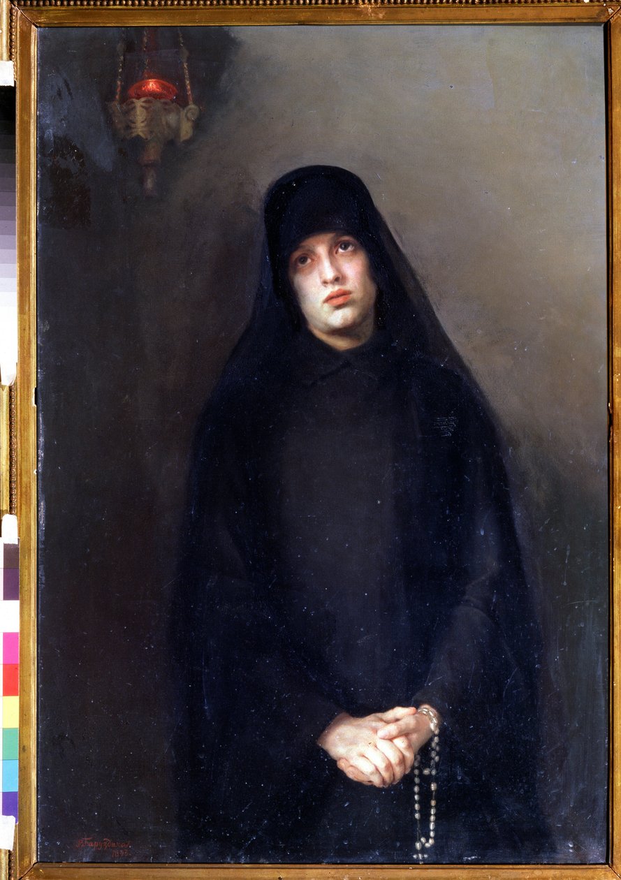 Nunna (Nunna). Varvara Matvejevna Baruzdinan (1862-1941) maalaus. Öljy kankaalle tekijältä Varvara Baruzdina