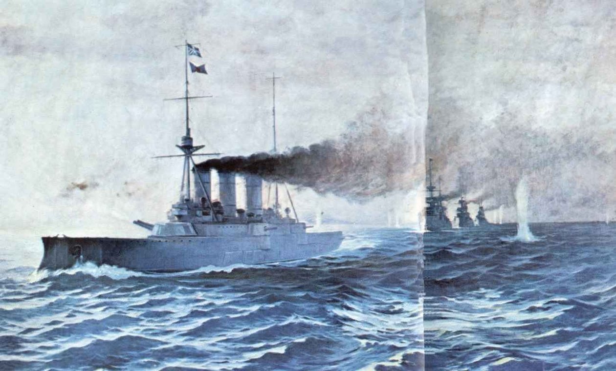 Ellin meritaistelu, 13. joulukuuta 1912, maalattu vuonna 1913 Vassileios Chatzis 1865-1915, Kreikan merimuseosta Pireuksesta. Siinä näkyy risteilijä Averof edessä, ja kolme vanhaa taistelulaivaa Hydra, Spetsai ja Psara seuraavat ja ampuivat tekijältä Vasileios Hatzis