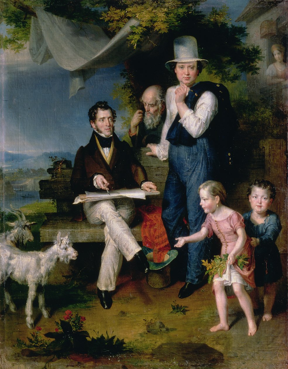 Ryhmämuotokuva, mukaan lukien taiteilija George Dawe (1781-1829) ja omakuva, 1834 tekijältä Vasili Aleksandrovich Golike