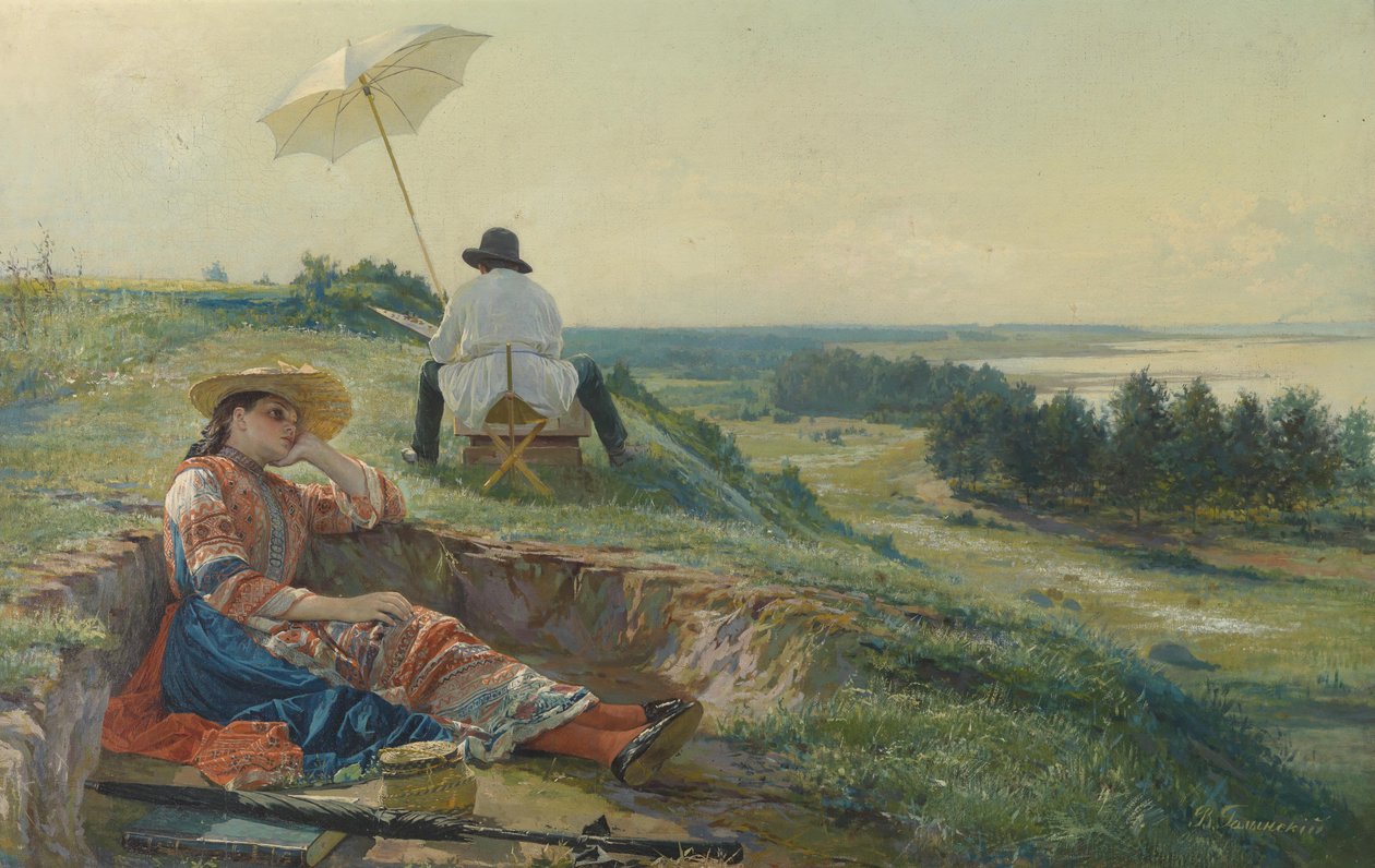 Ein heißer Sommertag (Der Künstler bei der Arbeit) tekijältä Vasili Andreyevich Golynsky