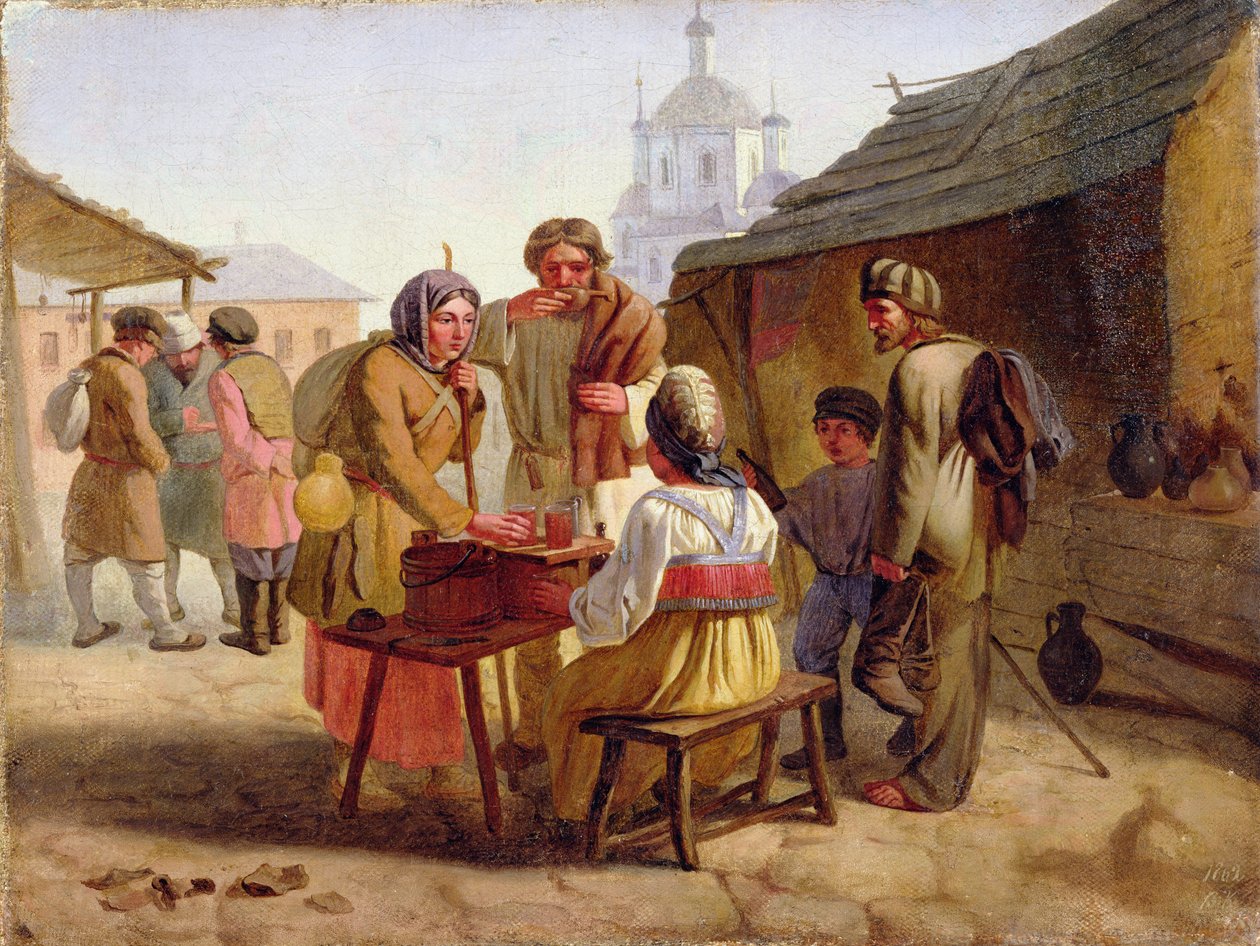 Kvas-myyjä, 1862 tekijältä Vasili Efimovich Kallistov